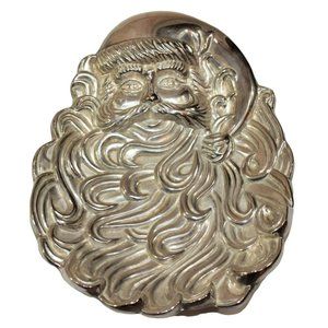 Santa Claus Cookie dish plate Christmas Trinket Candy International Silver